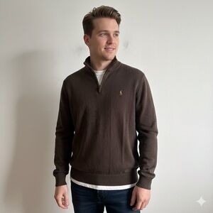 Polo Ralph Lauren Sz XXL Estate Rib Brown 1/4 Zip Cotton Sweater